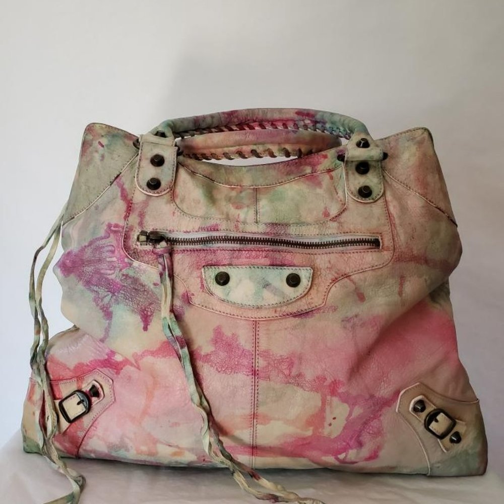 Balenciaga Graffiti Velo giant City bag pink blue red green neo classic work dye - Picture 1 of 14